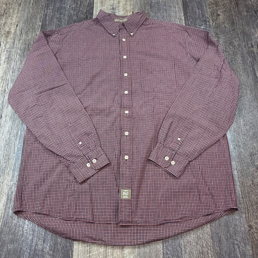 Vintage Khakis by Arrow Mens XLT Red Black Check BIG Oxford Button Down‎ Shirt